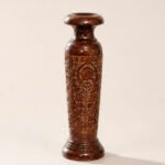 Hand-Carved Wooden Floral Relief Vase