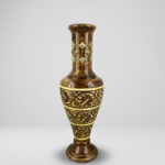 Broad Carved Brass-Inlay Vase