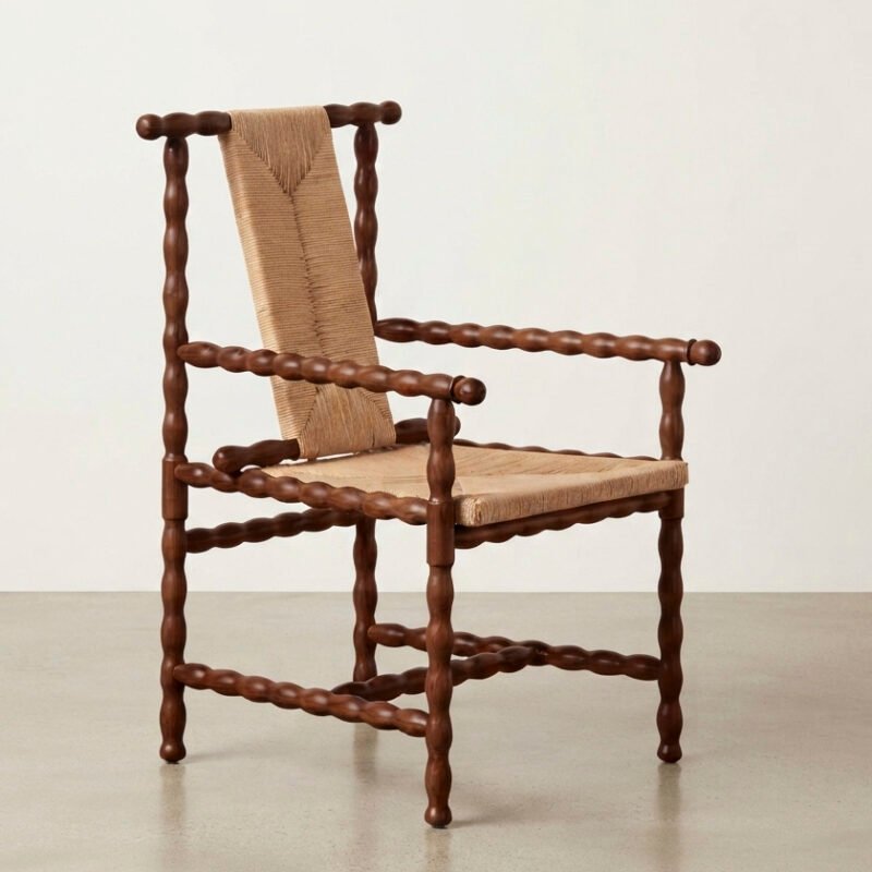 Artisan Bobbin-Turned Woven Armchair
